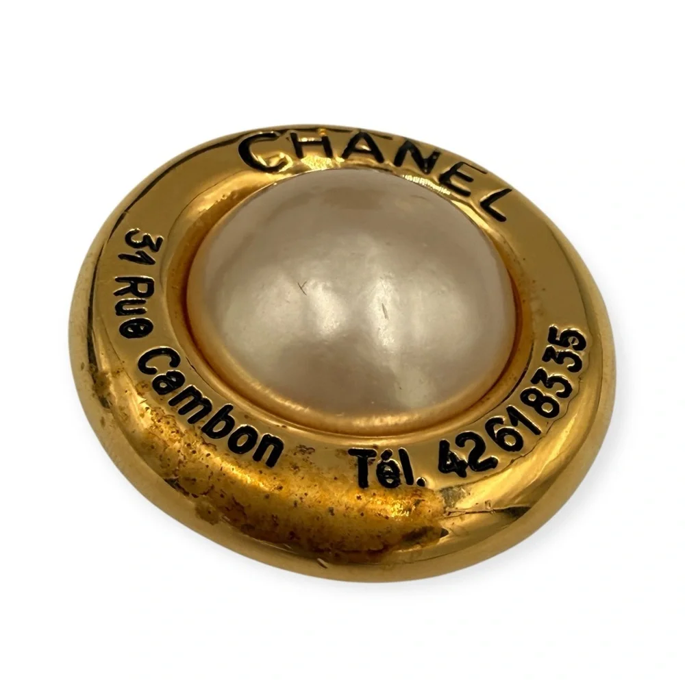 Vintage Chanel Rue Cambon Faux Pearl Clip Earrings